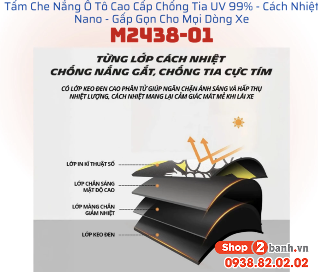 Bộ che nắng xe ô tô michelin m2438-01set 4 cái - 3