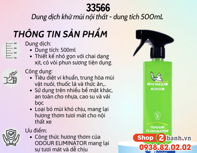 Chai khử mùi nội thất ô tô michelin-w33566 - 3