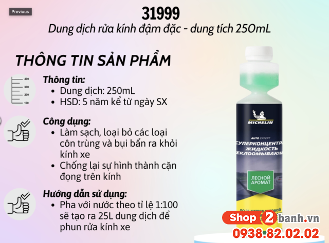 Chai rửa kính chắn gió xe ô tô siêu đậm đặc michelin-w31999 - 2