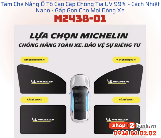 Bộ che nắng xe ô tô michelin m2438-01set 4 cái - 1