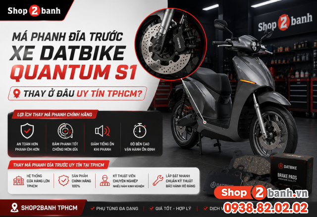 Má phanh đĩa trước xe datbike quantum s1 thay ở đâu uy tín tphcm - 1