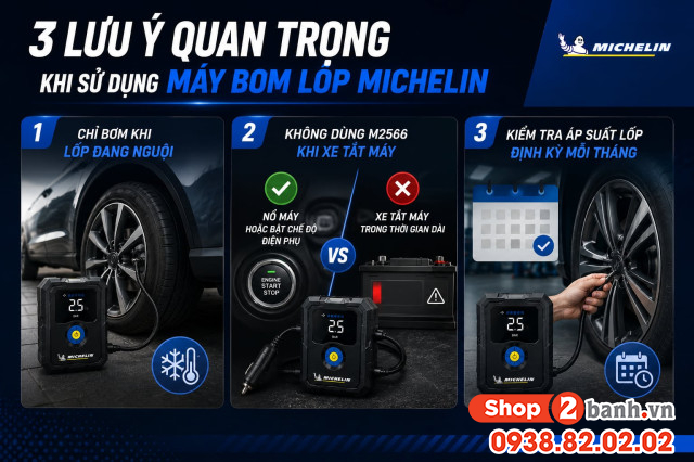 Cách sử dụng bơm lốp ô tô michelin - 3