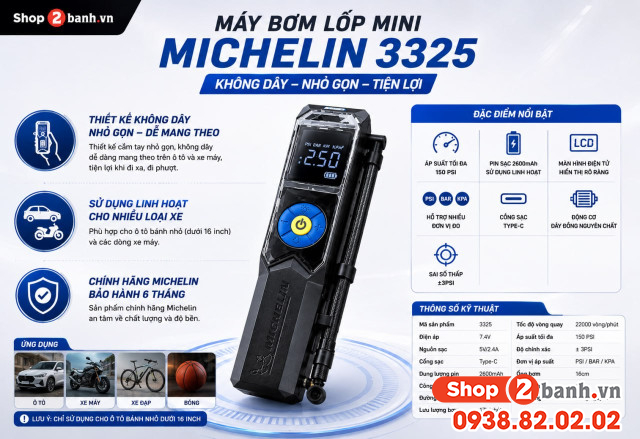 Bơm lốp mini ô tô hiệu michelin có tốt không giá bao nhiêu - 2