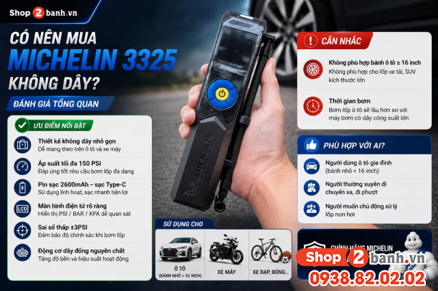 Bơm lốp mini ô tô hiệu michelin có tốt không giá bao nhiêu - 1