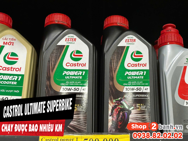Nhớt castrol power 1 ultimate superbike 10w50 chạy được bao nhiêu km - 1