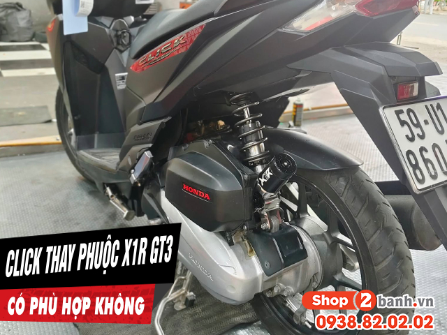 Click 125i thay phuộc x1r gt3 bình dầu xéo có phù hợp không - 1