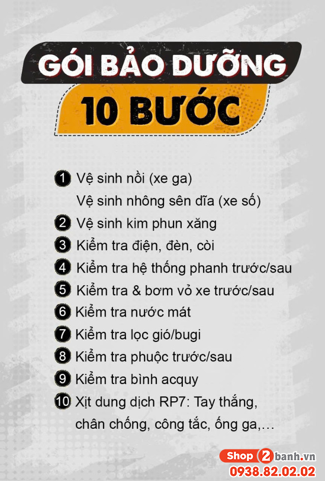 Gói bảo dưỡng xe tay ga tiêu chuẩn 10 bước - 1