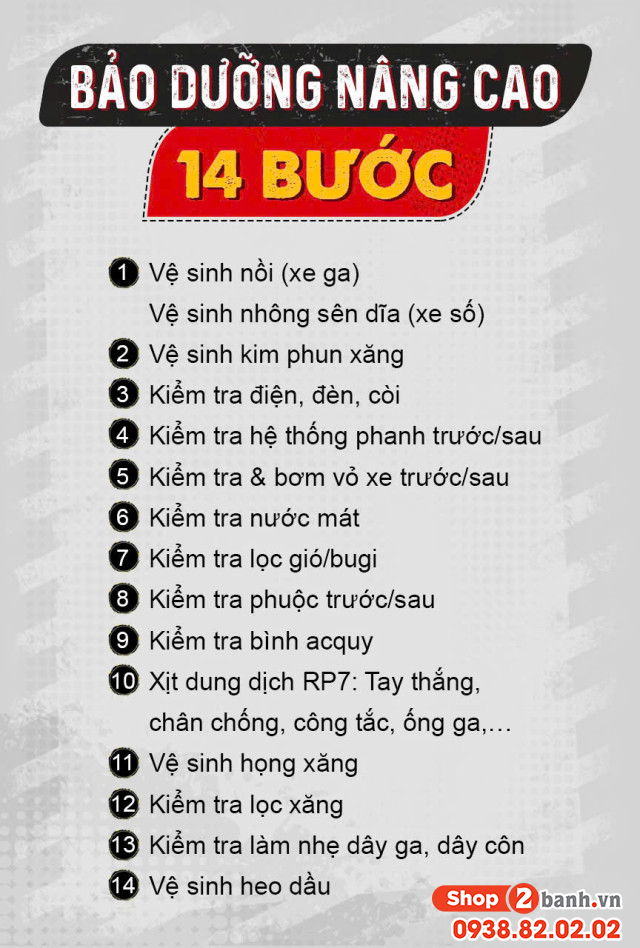 Gói bảo dưỡng xe tay ga nâng cao 14 bước - 1
