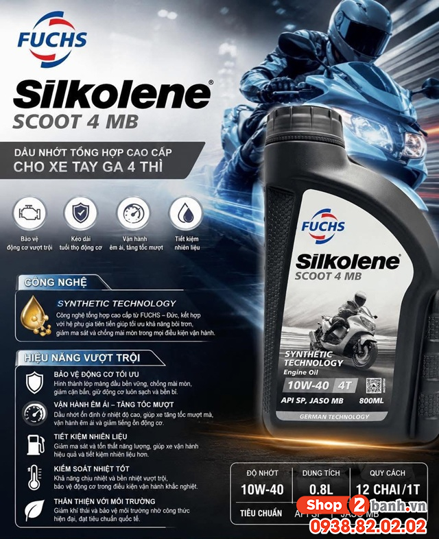 nhớt fuchs silkolene scoot 4 mb 10w40 08l - 3