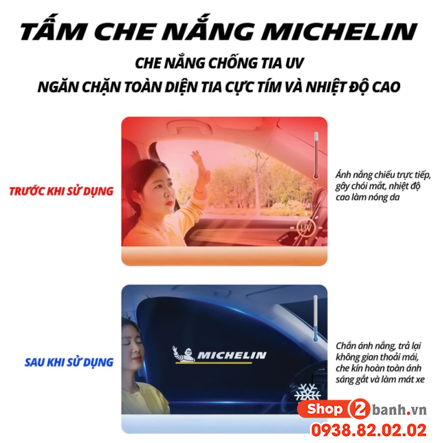 Bộ che nắng xe ô tô michelin m2438-01 set 4 cái - 2