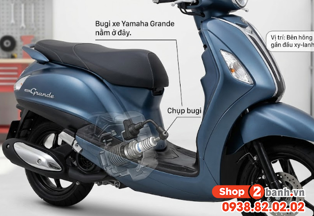 Bugi xe grande nằm ở đâu nên thay bugi yamaha grande loại nào tốt - 2