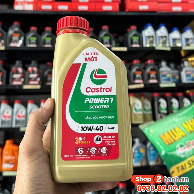 Nhớt castrol power 1 scooter 10w40 08l dành cho xe tay ga - 1