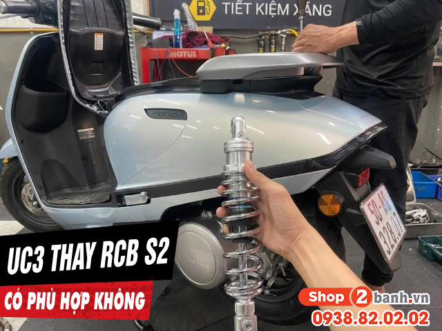 Xe điện honda uc3 thay phuộc rcb s2 crom 330mm có phù hợp không - 1