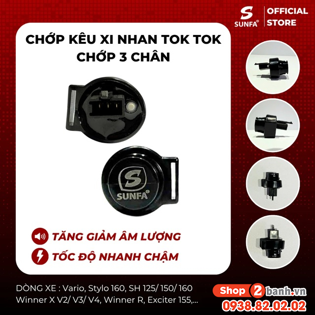 Cục chớp xinhan kêu tok tok sunfa 3 chân dành cho xe tay ga - 1