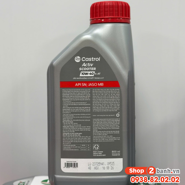Nhớt castrol activ scooter 10w40 08l dành cho xe tay ga - 2