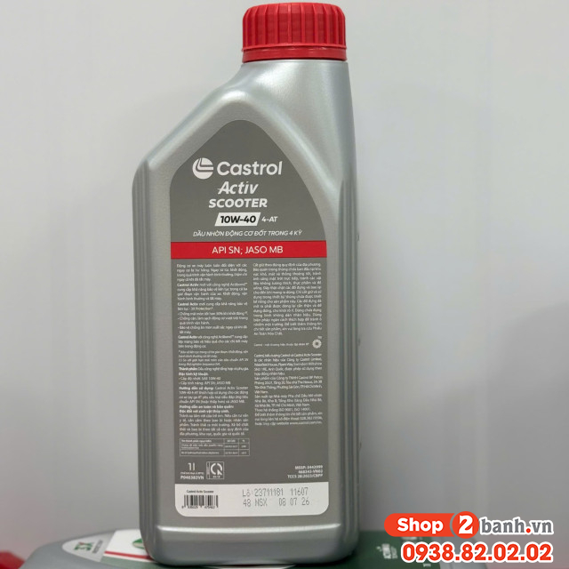 Nhớt castrol activ scooter 10w40 1l dành cho xe tay ga - 2