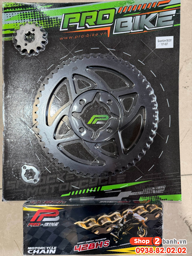 Bộ nhông sên dĩa pro-bike cho datbike quantum s0 s1 sên vàng đen - 1