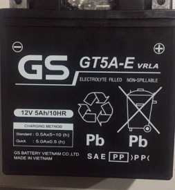 BÌNH ắc quy GS GT5A-E 