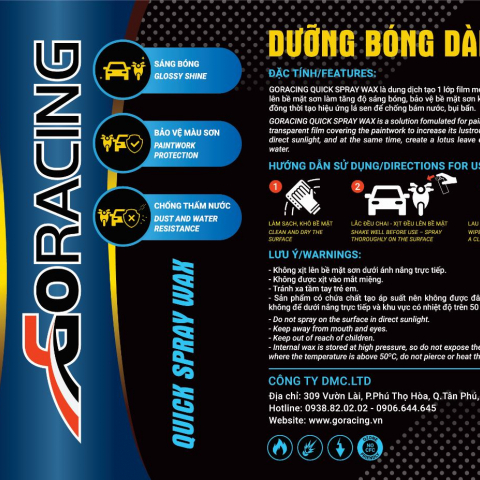 Chai dưỡng bóng dàn áo GoRacing