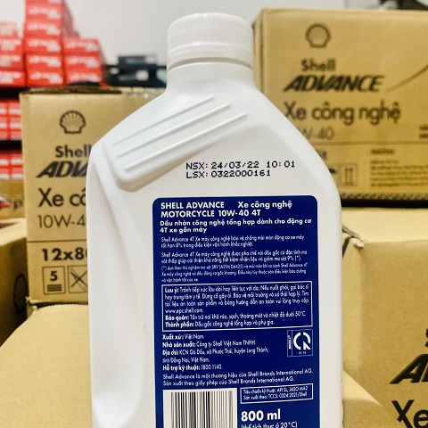Nhớt Shell Advance Xe công nghệ Motorcycle 10W40 0.8L