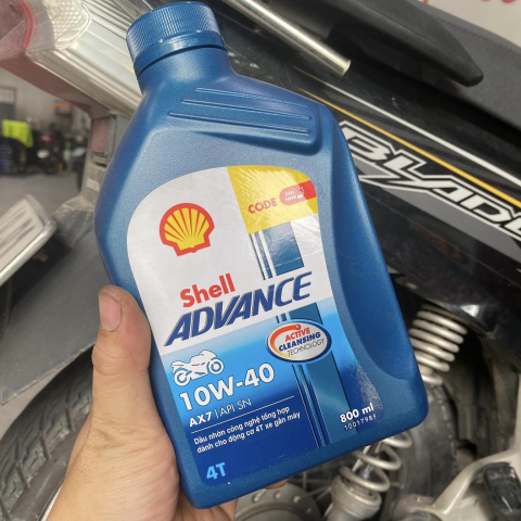 Nhớt Shell Advance 4T AX7 10W40 Synthetic Based 0.8L
