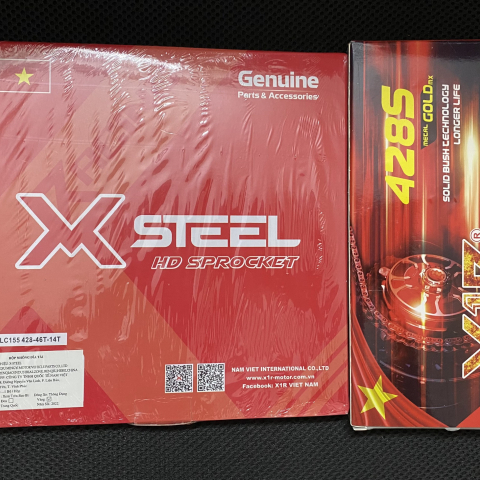 Bộ nhông sên dĩa X1R cho Exciter 155 (132L, Vàng)