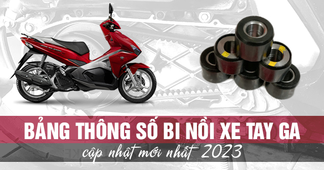 Bảng thông số bi nồi xe tay ga cập nhật mới nhất 2025