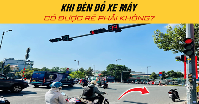 Khi đèn đỏ xe máy có được rẽ phải không?