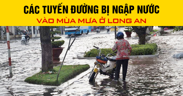 Các tuyến đường bị ngập nước vào mùa mưa ở Long An