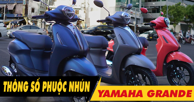 Thông số phuộc nhún sau xe Yamaha Grande cao bao nhiêu mm?