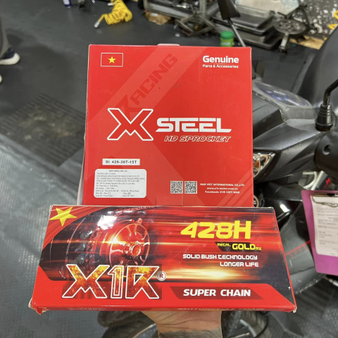 Bộ nhông sên dĩa X1R cho Sirius (114L, Vàng)