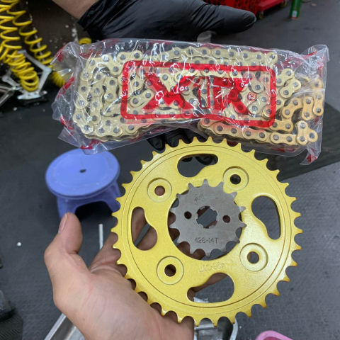 Bộ nhông sên dĩa X1R cho Wave RS, Future (114L, Vàng)