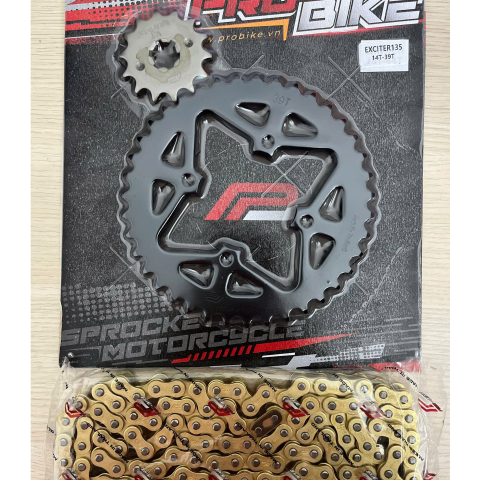Bộ nhông sên dĩa Pro-Bike cho Exciter 135 sên vàng (39T)