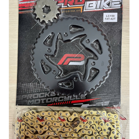 Bộ nhông sên dĩa Pro-Bike sên vàng cho Exciter 150 (42T)