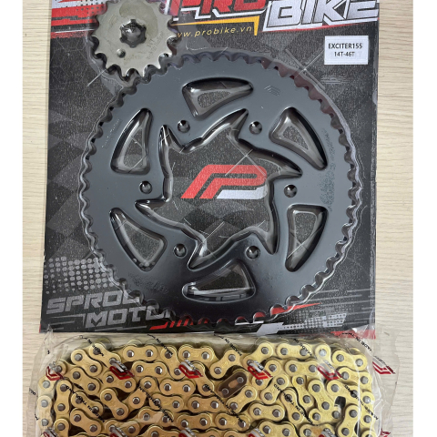 Bộ nhông sên dĩa Pro-Bike sên vàng cho Exciter 155 (46T)