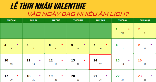 Lễ Tình nhân Valentine 2025 vào thứ mấy, vào ngày bao nhiêu âm lịch?