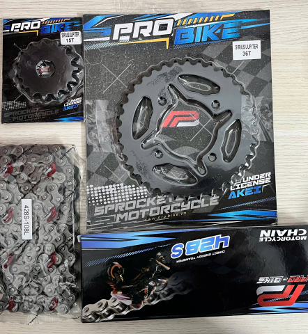 Bộ nhông sên dĩa Pro-Bike cho Sirius 15T - 36T- Sên 428S 108L (sên tán đúc)