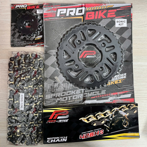 Bộ nhông sên dĩa Pro-Bike cho Sonic  15T - 42T- 428HS (sên tán đúc)