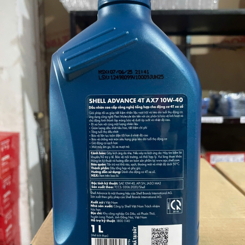 Nhớt Shell Advance 4T AX7 10W40 Synthetic Based 1L