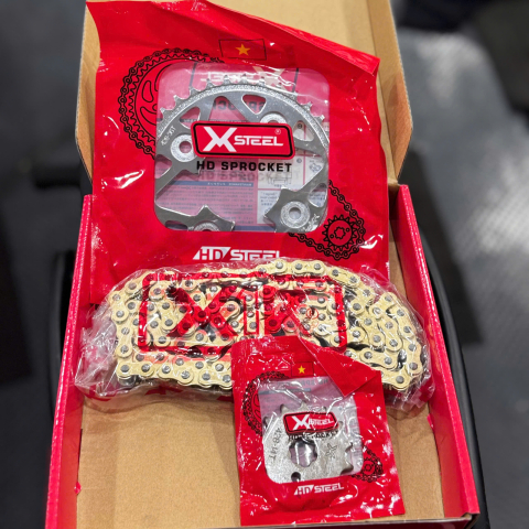 Bộ nhông sên dĩa X1R cho Wave RS, Future (114L, Vàng/ Crom)