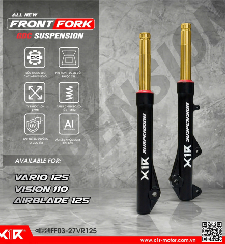 Phuộc trước X1R ty vàng chính hãng cho Vario