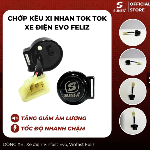 Cục chớp xinhan kêu tok tok Sunfa cho xe điện Vinfast Feliz, Evo
