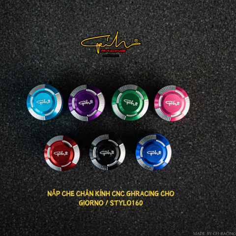 Nút che chân kính GH Racing nhôm CNC cho Stylo, Scoopy, Giorno, Vision, AB...