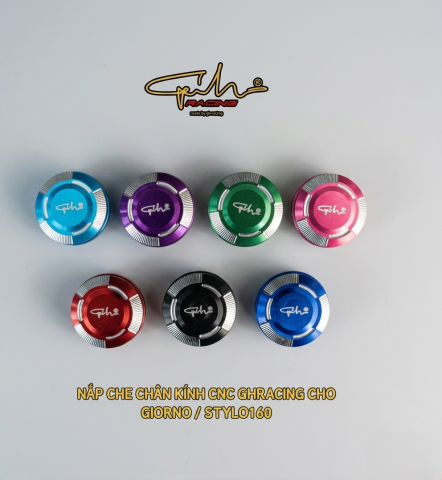 Nút che chân kính GH Racing nhôm CNC cho Stylo, Scoopy, Giorno, Vision, AB...