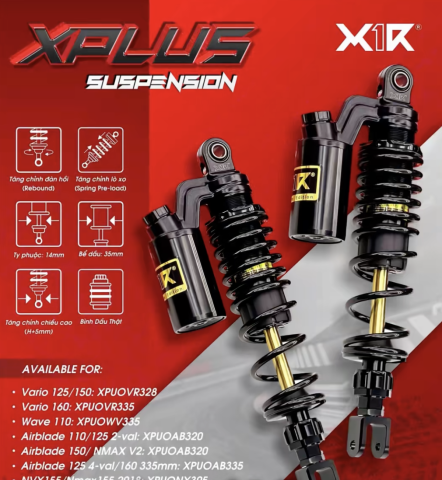 Phuộc X1R X Plus ty vàng bình dầu cho Honda Air Blade chính hãng