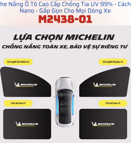 Bộ che nắng xe Ô tô Michelin M2438-01(set 4 cái)
