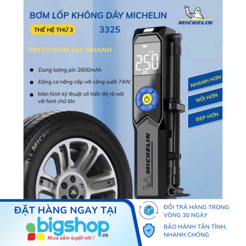Máy bơm lốp mini Michelin M3325 không dây chính hãng