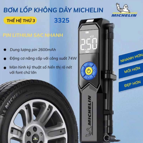 Máy bơm lốp mini Michelin M3325 không dây chính hãng
