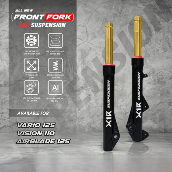 Phuộc trước X1R ty vàng chính hãng cho Vario