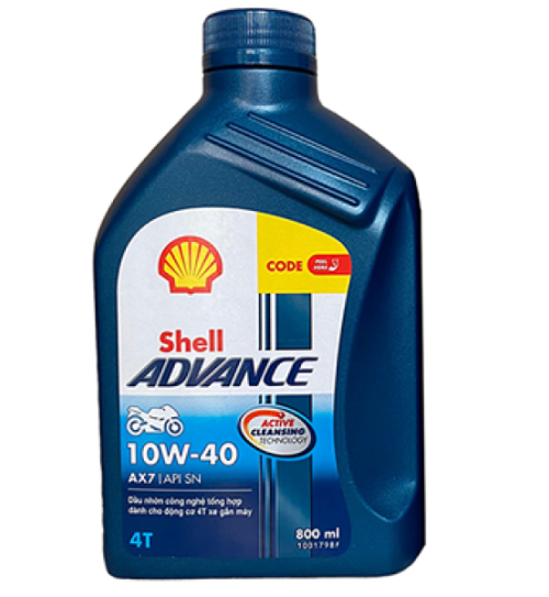 Nhớt Shell Advance 4T AX7 10W40 Synthetic Based 0.8L